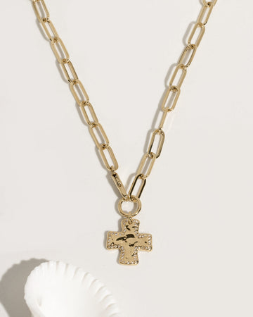 Chunky Cross Chain Necklace - Crystal Edge