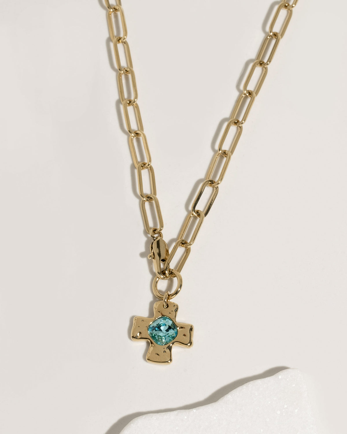 Chunky Cross Chain - Aqua Blue