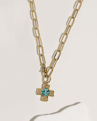 Chunky Cross Chain - Aqua Blue