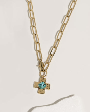 Chunky Cross Chain - Aqua Blue