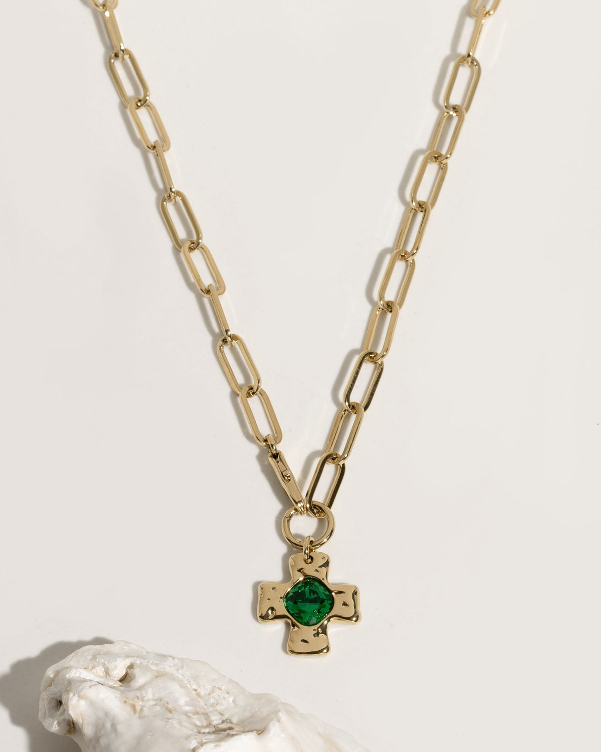 Chunky Cross Chain - Emerald Green