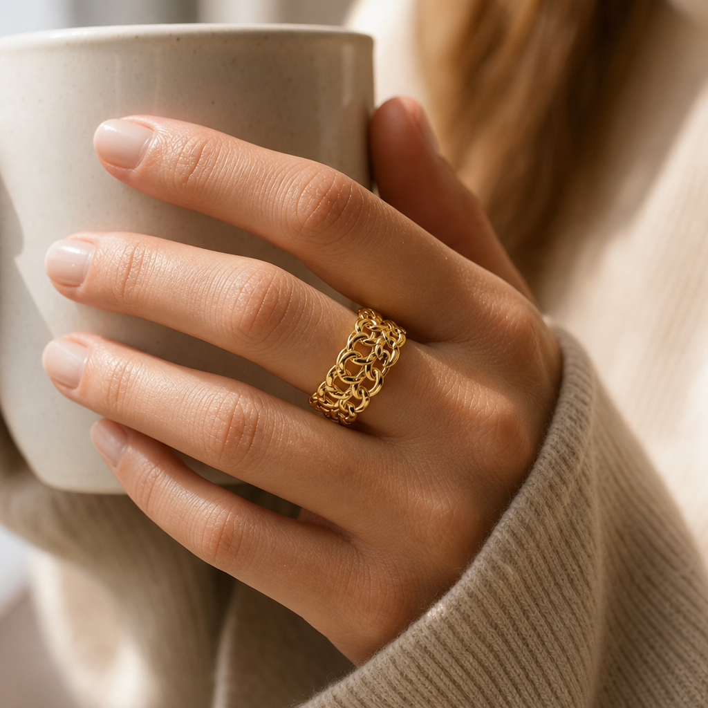 Bague Femme Acier Doré