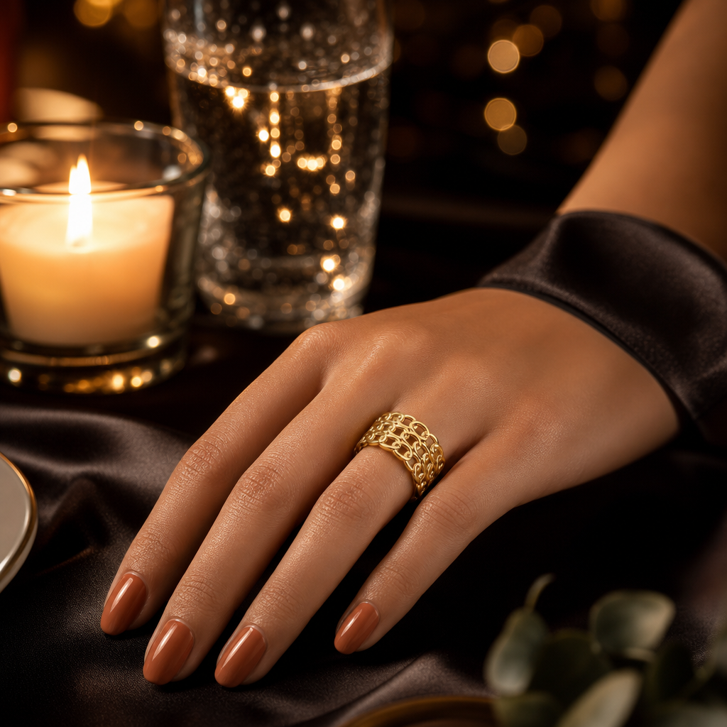 Bague Femme Acier Doré