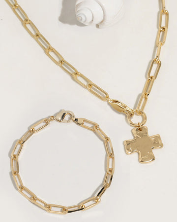 Chunky Cross Necklace and Chunky Love Bracelet Set